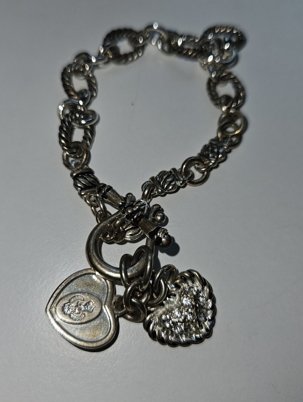 Premium Design Two Hearts Silver Plated Vintage Bracelet‎